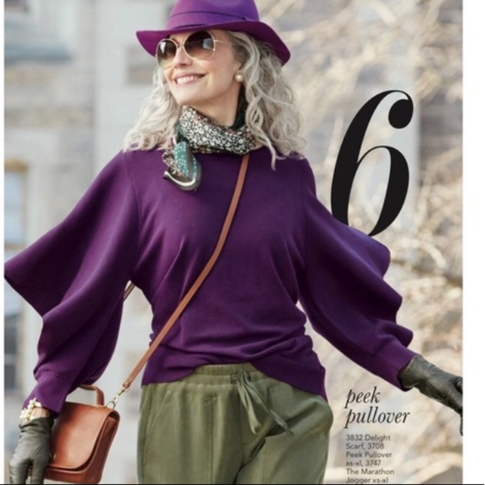 Cabi style #3708 Peek Pullover Purple Blouse M